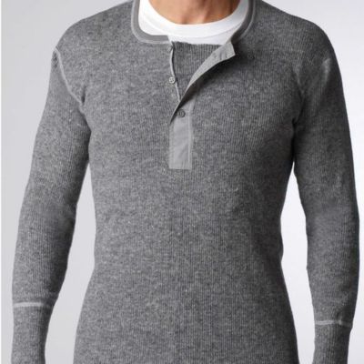 Image showing  Men's Heavy Weight Wool Long Sleeve Shirt-3 Button Double Front Placket