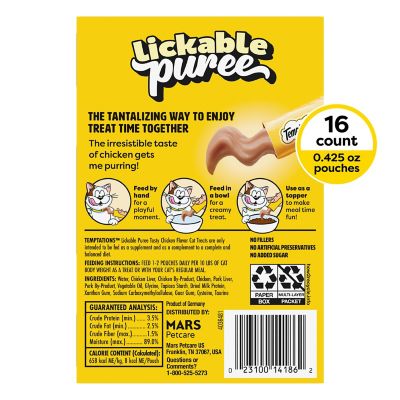 Image showing 9 th Temptations Creamy Puree with Chicken Lickable, Squeezable Cat Treats, 16 pk.of 12g Pouches
