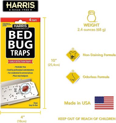 Image showing 5 th Harris Bed Bug Traps for Early Detection & Monitoring, 4-Pack, 16 Traps Total
