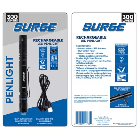 Surge 300 lumen rechargeable penlight Flashlights