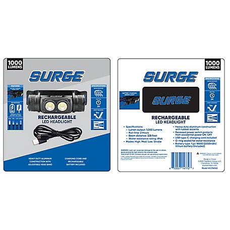 Surge 1,000 Lumen Rechargeable LED Headlamp, HHL3160AS