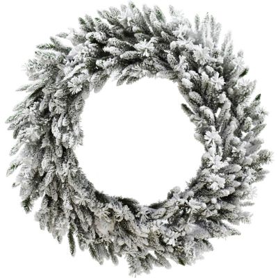 Christmas Time 36 in. Flocked White Silverado Pine Artificial Wreath with Pine Cones