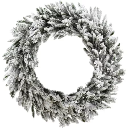 Christmas Time 36" Silverado Pine White Flocked Wreath with Attached Pine Cones Artificial Christmas Wreaths