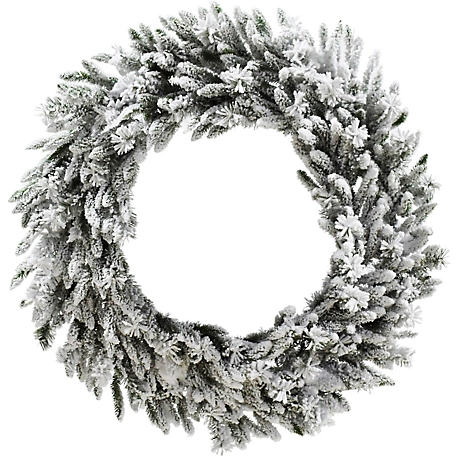 Christmas Time 36 in. Silverado Pine White Flocked Wreath with Attached Pinecones