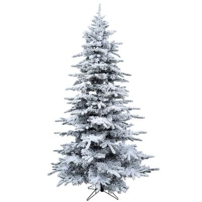 Christmas Time 6.5 ft. Silverado Pine White Flocked Slim Christmas Tree with Metal Stand, CT-SV065-NLFL