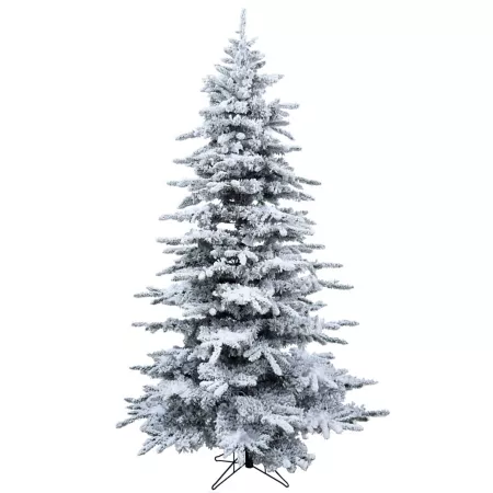 Christmas Time 6.5 ft Slim White Flocked Silverado Pine Christmas Tree with Metal Stand Artificial Christmas Trees