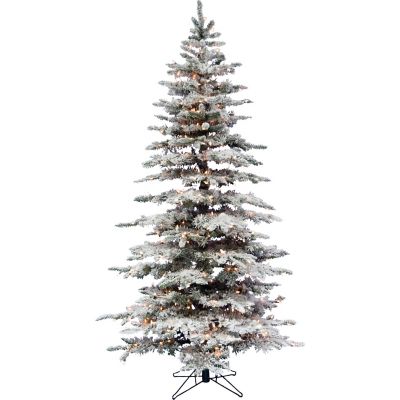 Christmas Time 6.5 ft. Silverado Pine White Flocked Slim Christmas Tree with Ez Connect Clear Smart Lights, CT-SV065-SLFL