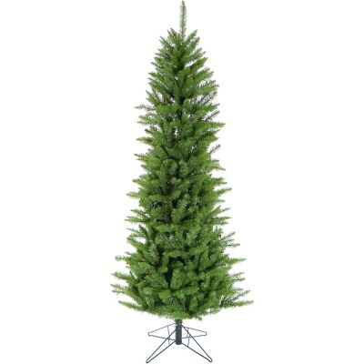 Christmas Time 7.5 ft. Winter Wonderland Slim Green Artificial Christmas Tree with Metal Base