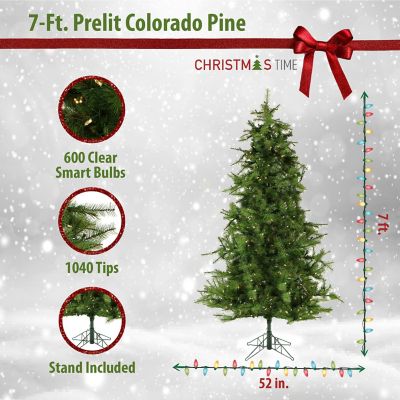 Image showing  7 ft. Pre-Lit Colorado Pine Artificial Christmas Tree, Clear Smart Lights