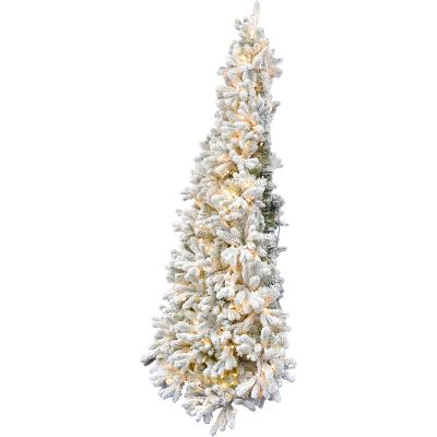 Christmas Time 6.5 ft. Half-Style Snowy Artificial Christmas Tree, Warm White LED Lights