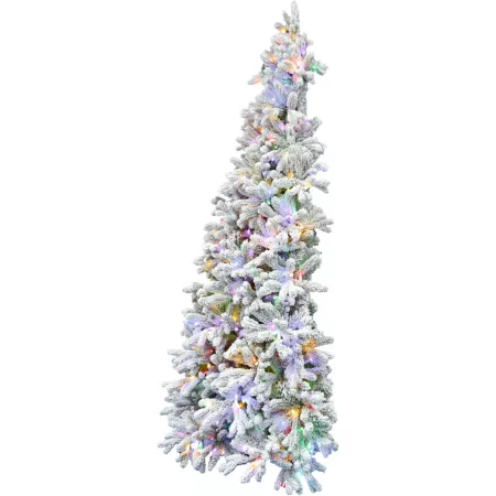 Christmas Time 6.5 Foot Half Tree with Multi-Color LED Lighting CT-HFA065-MLFL Artificial Christmas Trees