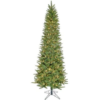 Christmas Time 6.5 ft. Pre-Lit Windsor Pine Slim Artificial Christmas Tree, Warm White LED Lights
