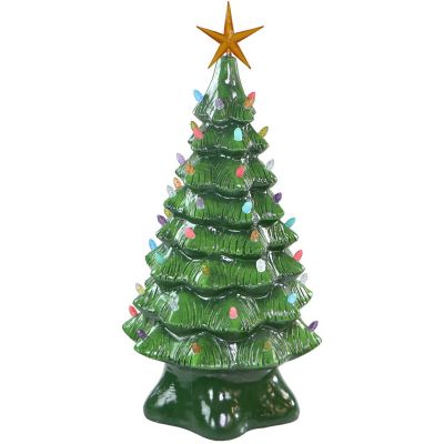 Christmas Time 3 ft. Resin Christmas Tree with Illuminated Star and Vintage Bulb Covers, CT-RS036TR1-GR