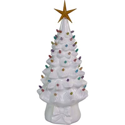 Christmas Time 3 ft. Resin Christmas Tree with Illuminated Star and Vintage Bulb Covers, CT-RS036TR1-WT