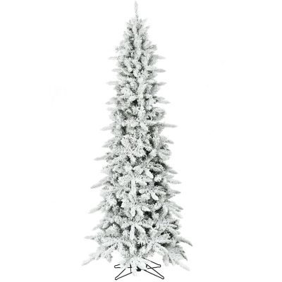 Christmas Time 6.5 ft. Slim White Pine Flocked Artificial Christmas Tree
