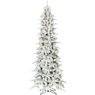 Christmas Time 6.5 ft. Pre-Lit Slim White Pine Flocked Artificial Christmas Tree