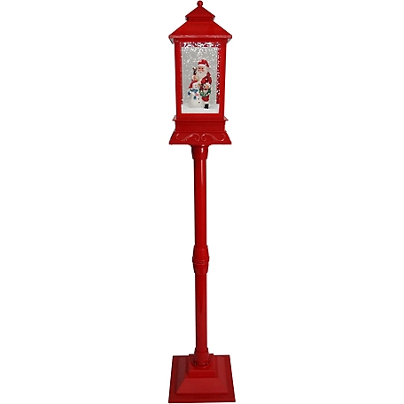 Fraser Hill Farm Let It Snow Series 49 in. Musical Mini Street Lamp with Santa and Snowman Scene, FHSL049A-RD1