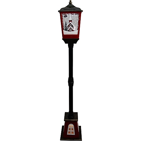 Fraser Hill Farm Let It Snow 53 in. Musical Street Lamp with Lighted Base, FHSL053A-BLK1