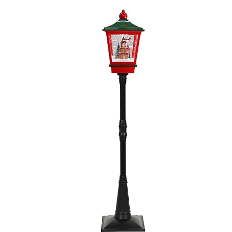 Fraser Hill Farm Let It Snow Series 6 ft. Musical Street Lamp with Sleigh-Flying Santa, FHSL072A-BLK1