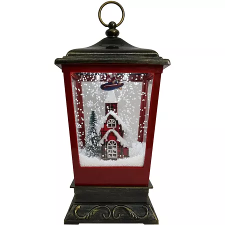 Fraser Hill Farm Let It Snow Series 15.5" Musical Table Lantern with Flying Santa Scene FHST016A-BLK1 Christmas Kitchen & Tabletop Decor