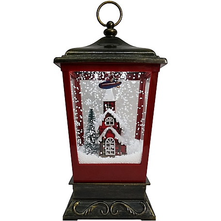 Fraser Hill Farm Let It Snow Series 15.5 in. Musical Tabletop Lantern with Flying Santa Scene, FHST016A-BLK1
