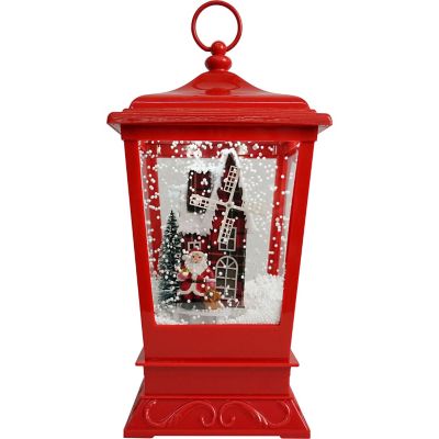 Fraser Hill Farm Let It Snow Series 15.5 in. Musical Tabletop Lantern with Santa and Windmill Scene, FHST016A-RD1