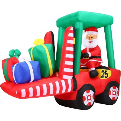 Fraser Hill Farm 6 ft. Pre-Lit Inflatable Santa in Fork Lift Christmas Decoration