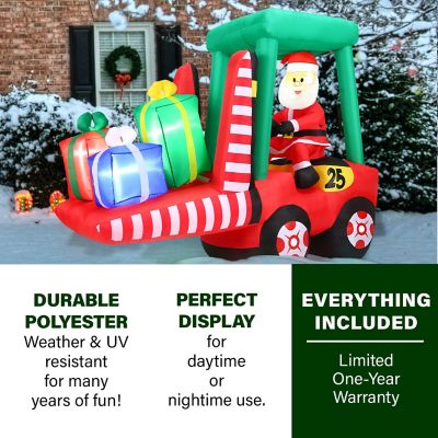 Image showing  6 ft. Pre-Lit Inflatable Santa in Fork Lift Christmas Decoration