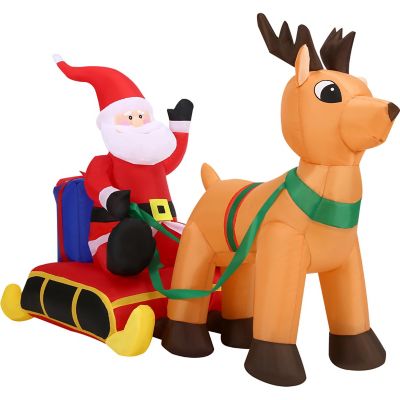 Fraser Hill Farm 4 ft. Tall Pre-Lit Inflatable Santa in Sleigh