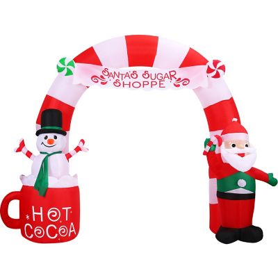 Fraser Hill Farm 9 ft. Outdoor Pre-Lit Candy Cane Arch Inflatable Christmas Decoration