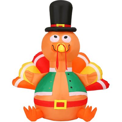 Fraser Hill Farm6 ft. Turkey Blow-Up Inflatable with Lights, Festive Party Decor, FHHTURKY061-L