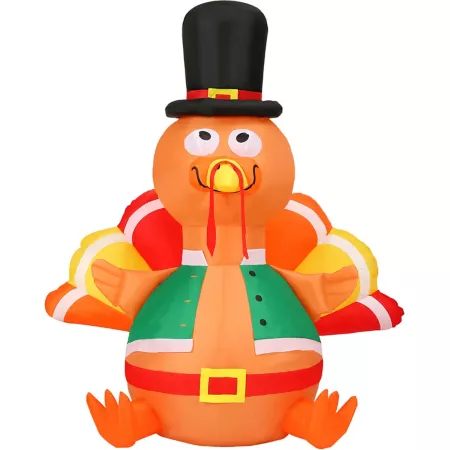 Fraser Hill Farm FHHTURKY061-L 6ft Inflatable Turkey Inflatable with Lights Festive Party Decoration Halloween Inflatables