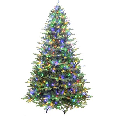 Christmas Time 6.5 ft. Pre-Lit Saint Nicholas Pine Artificial Christmas Tree, Multicolor LED Lights
