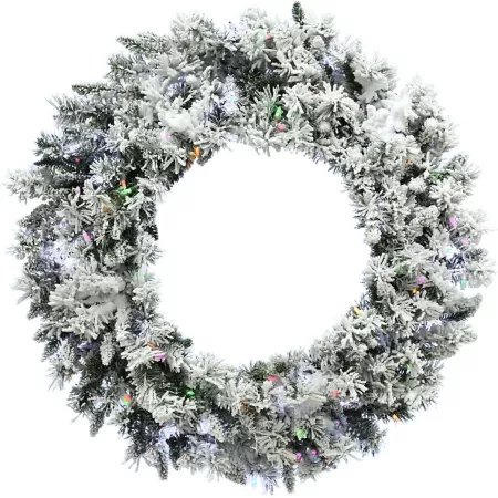 Christmas Time 24" White Pine Snowy Wreath with 3-Function Multi-Color Lights CT-WP024W-MLFL Artificial Christmas Wreaths