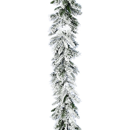 Christmas Time 9 ft. White Pine Snowy Garland, CT-WP108GL-NLFL