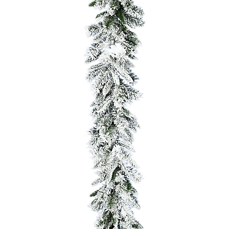 Christmas Time 9 ft. White Pine Snowy Garland, CT-WP108GL-NLFL