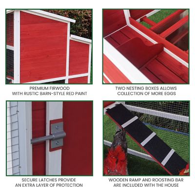Image showing  6.58 ft. x 2.65 ft. x 3.8 ft. Outdoor Wooden Chicken Coop with Ramp, Wire Mesh Run, Waterproof Roof and Removable Tray