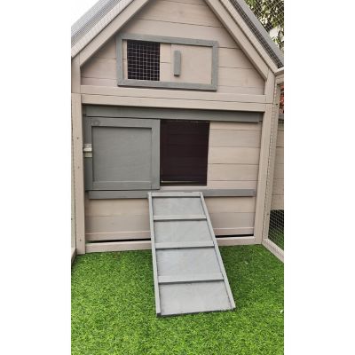 Image showing  3.8 ft. x 3.87 ft. x 3.67 ft. Outdoor Wooden Chicken Coop with Ramp, Wire Mesh Run, Waterproof Roof and Removable Tray