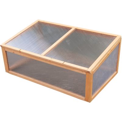 Hanover 37 in. x 21.3 in. x 14.5 in. Cedar Finish Wooden Portable Cold Frame Mini-Greenhouse