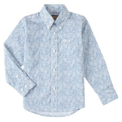 Wrangler Boys' Classic Long Sleeve Print Shirt