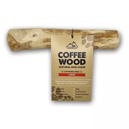 PeaksNpaws All Natural Coffee Wood Dog Chews Caffeine Free Large Dog Bones Rawhide & Rawhide Alternative