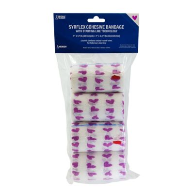 Image showing  Cohesive Horse Bandage, Hearts, 4-Pack