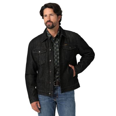 Wrangler Men's Cowboy Cut Sherpa Lined Black Denim Jacket