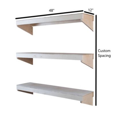 Image showing  3-Tier Wall Shelf, 12 in. x 48 in., Unfinished