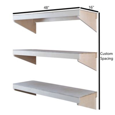 Image showing  3-Tier Wall Shelf, 16 in. x 48 in., Unfinished