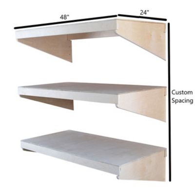 Image showing  3-Tier Wall Shelf, 24 in. x 48 in., Unfinished