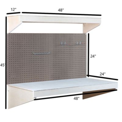 Image showing  Workbench with Pegboard and Accessories, Unfinished (24 in. x 48 in.), SWPA2448U