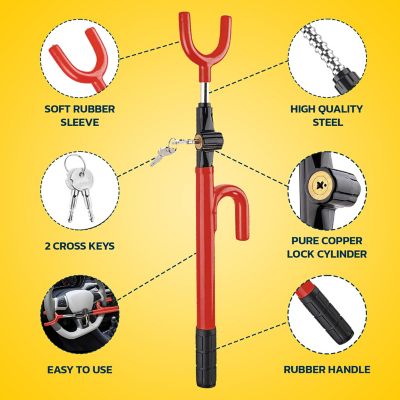 Image showing  2Hook Steel Steering Wheel Lock, SSSWL-1R