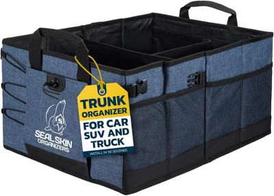 Seal Skin Covers Heavy Duty Trunk Organizer for SUV & Car, Collapsible Storage with Adjustable Sections