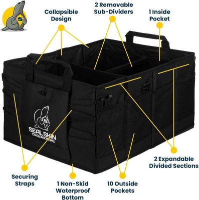 Image showing  Car Trunk Organizer Foldable Large Storage with Dividers for Cars, 23.6 x 14.6 x 12.2in., Black